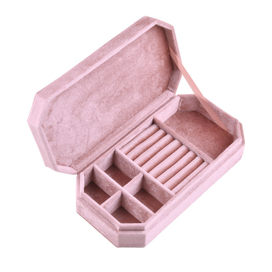 Velvet Travel Jewelry Box | Compact Small Portable Jewellery Storage Case for Rings Earrings Women