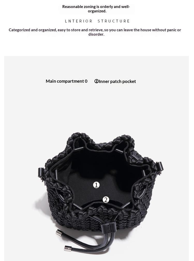 Woven Neoprene Crossbody Bucket Bag – Lightweight Drawstring Tote for Daily Casual Travel