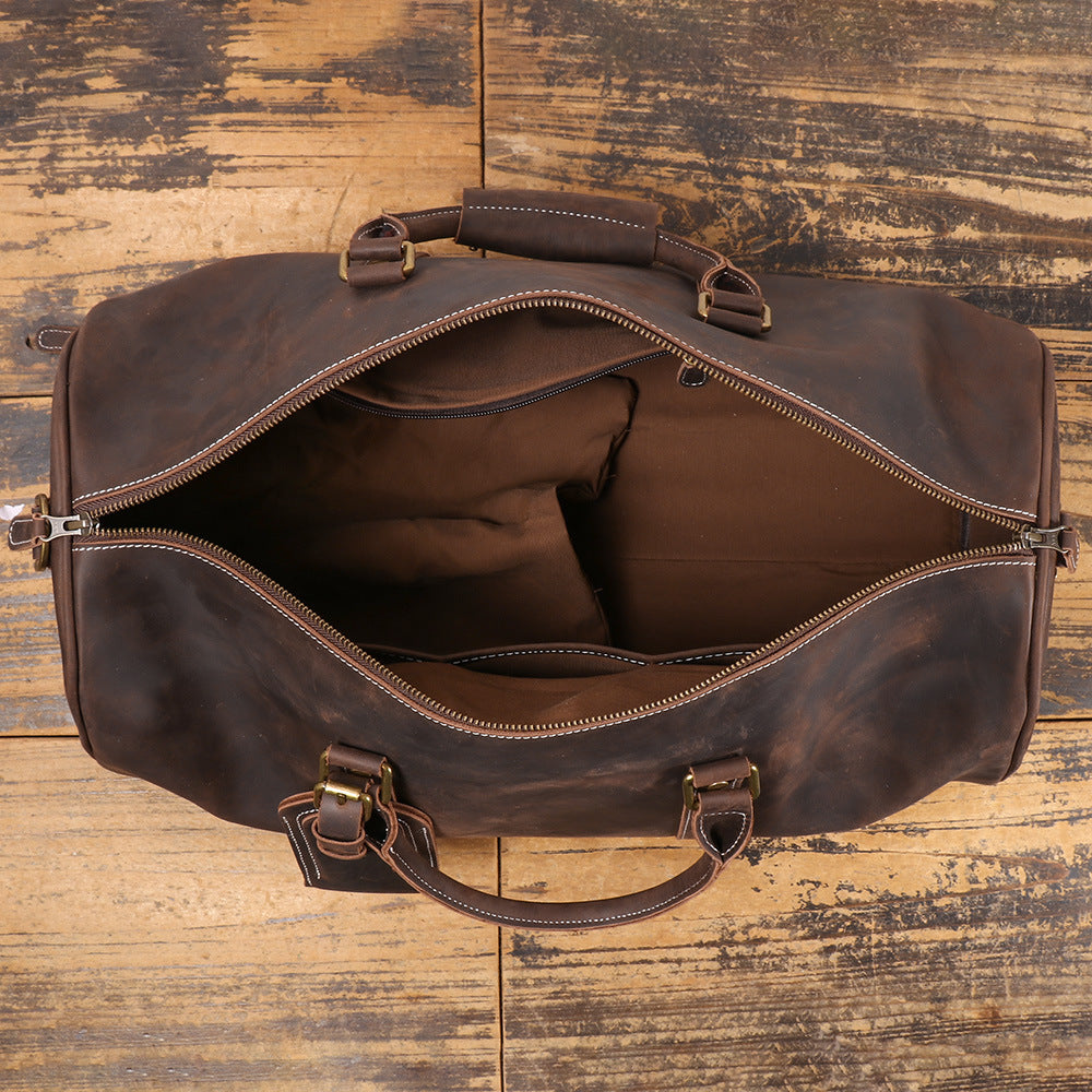 Vintage Series Full Grain Cowhide Leather Weekender Duffle Bag | Men Travel Bag with Shoe Compartment
