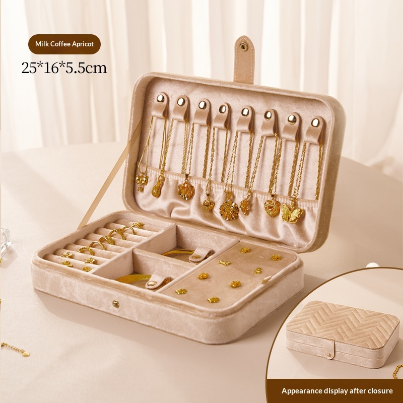 Quilted Velvet Jewelry Box Multi-Layered Organizer with Compartments