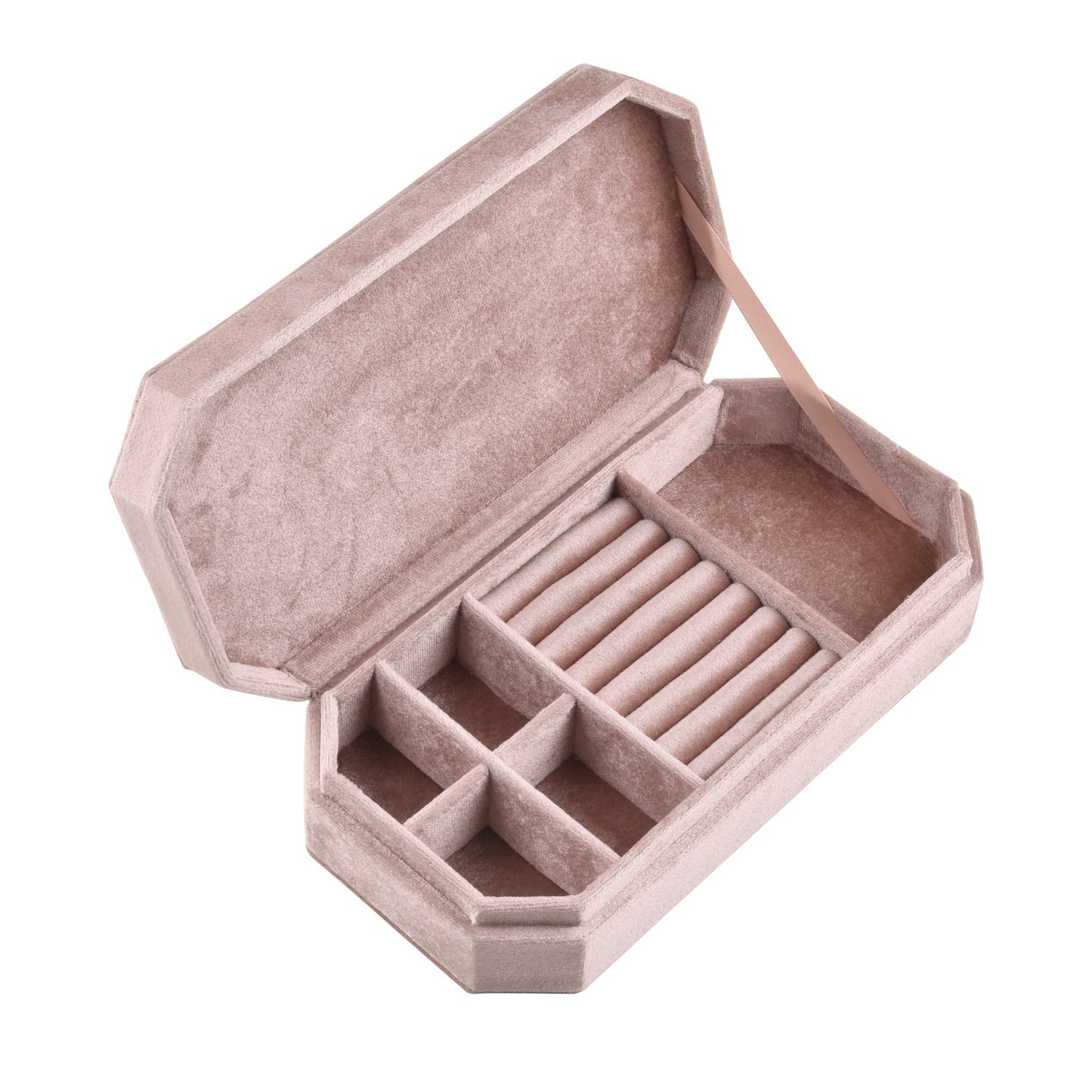 Velvet Travel Jewelry Box | Compact Small Portable Jewellery Storage Case for Rings Earrings Women