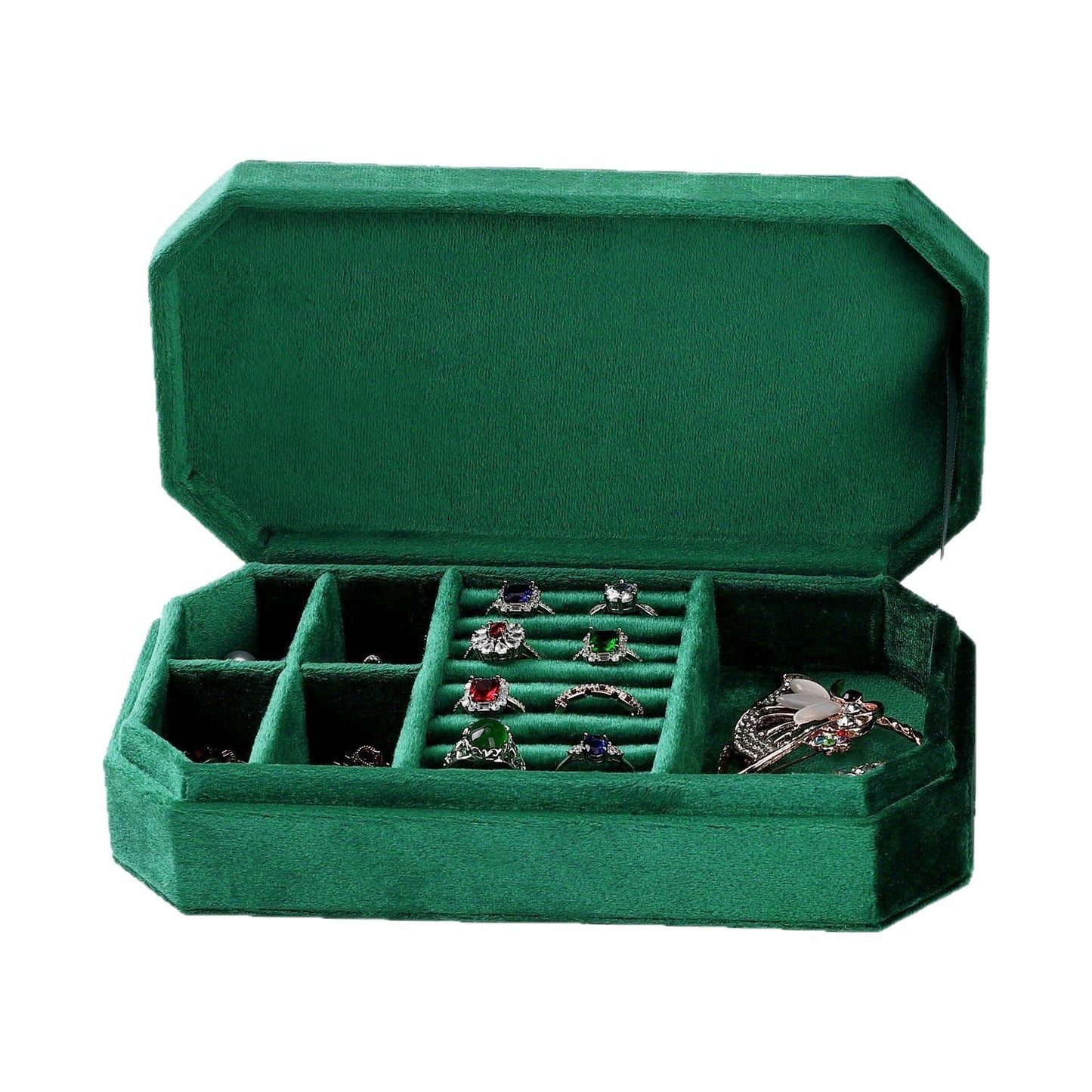 Velvet Travel Jewelry Box | Compact Small Portable Jewellery Storage Case for Rings Earrings Women