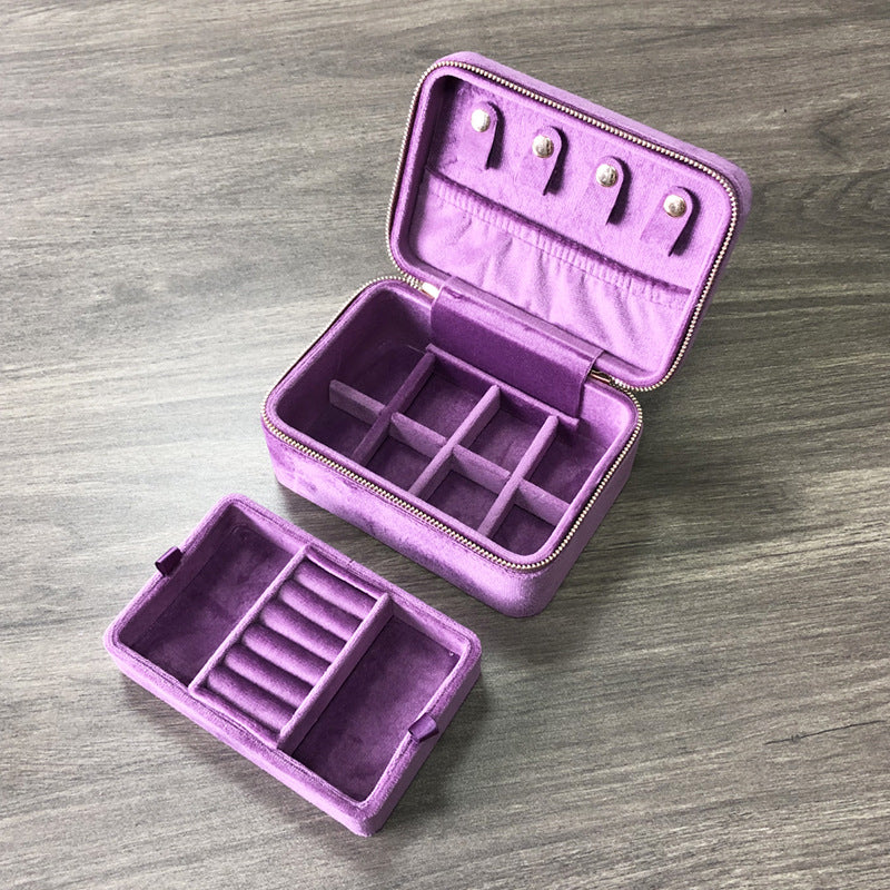 Luxury Velvet Travel Jewelry Box | Double‑Layer Detachable Jewellery Storage Gift Case