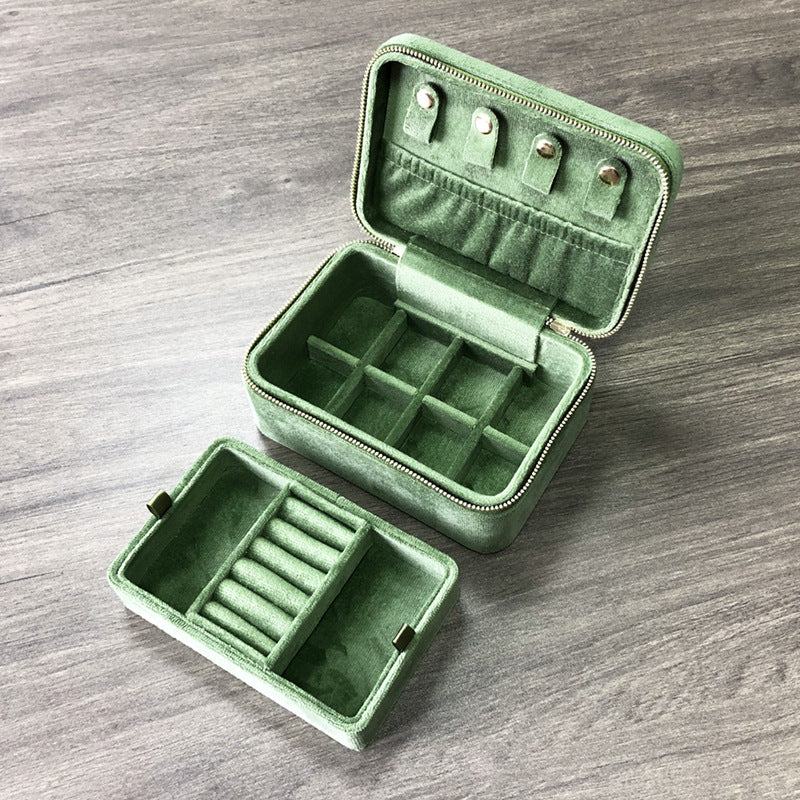 Luxury Velvet Travel Jewelry Box | Double‑Layer Detachable Jewellery Storage Gift Case
