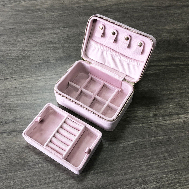 Luxury Velvet Travel Jewelry Box | Double‑Layer Detachable Jewellery Storage Gift Case