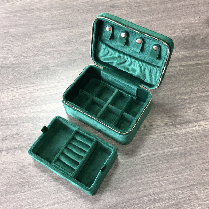 Luxury Velvet Travel Jewelry Box | Double‑Layer Detachable Jewellery Storage Gift Case
