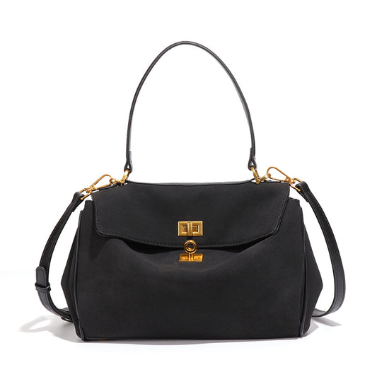 Vintage Suede Handbag with Detachable Long Shoulder Strap | Professional Office Tote for Women