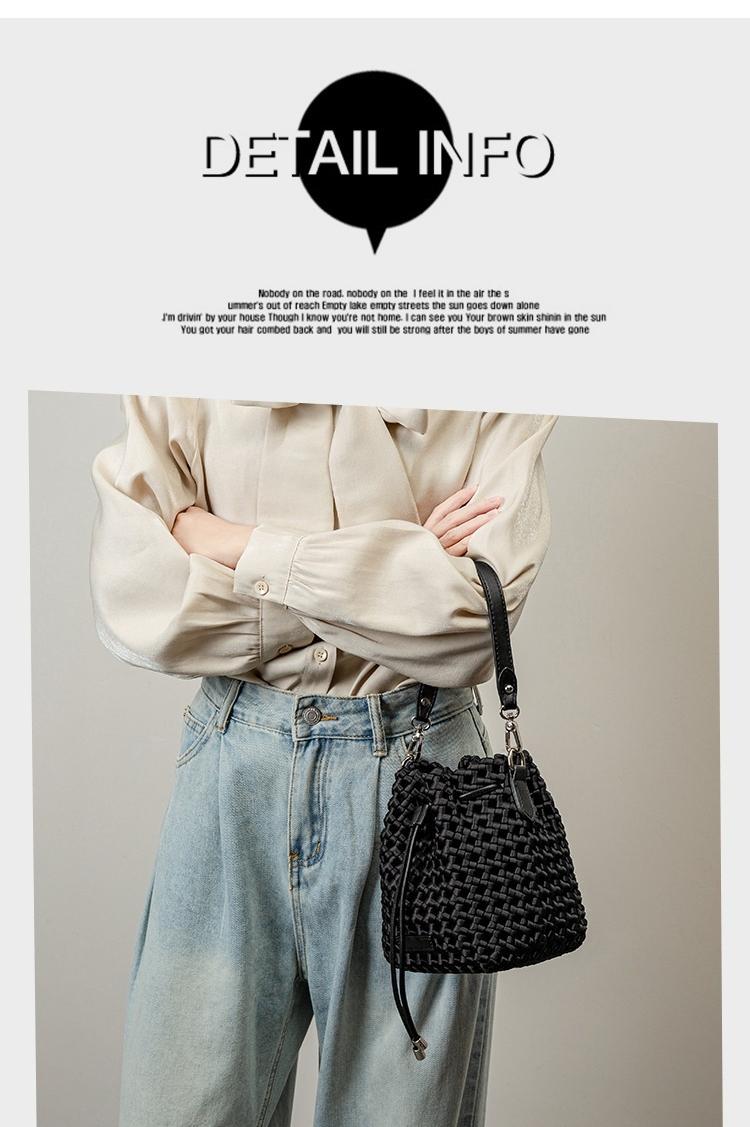 Woven Neoprene Crossbody Bucket Bag – Lightweight Drawstring Tote for Daily Casual Travel