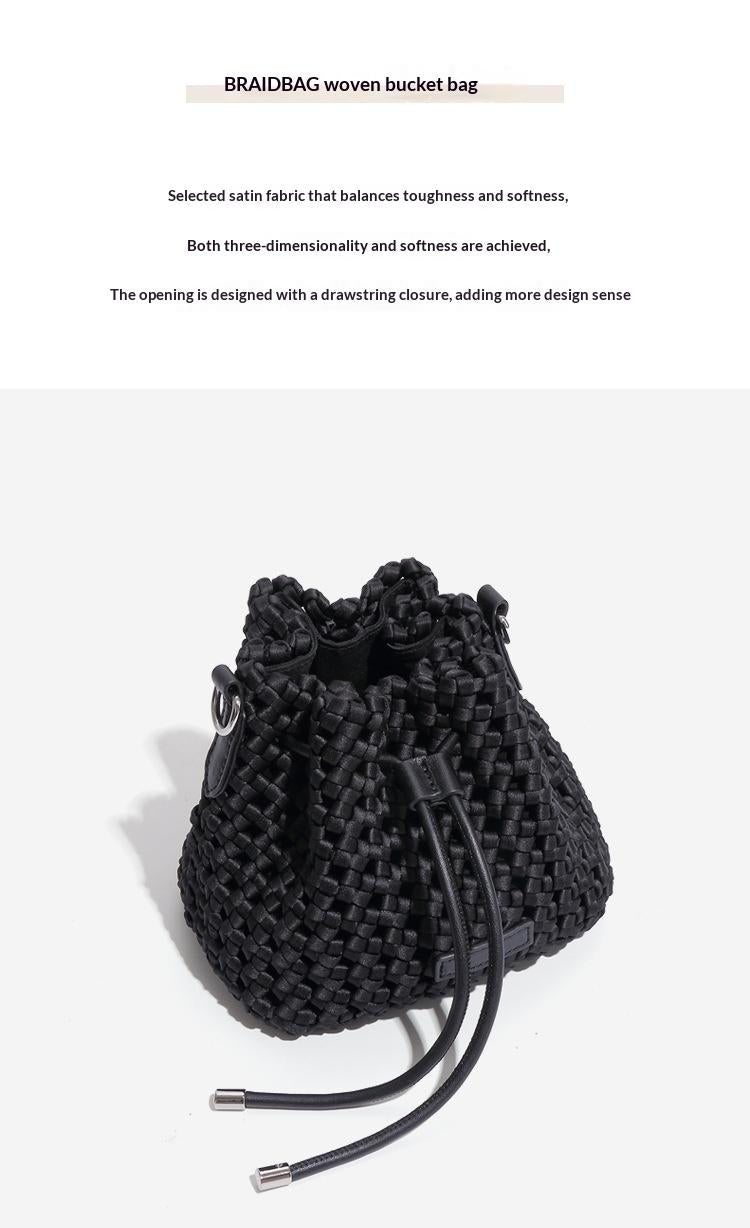 Woven Neoprene Crossbody Bucket Bag – Lightweight Drawstring Tote for Daily Casual Travel