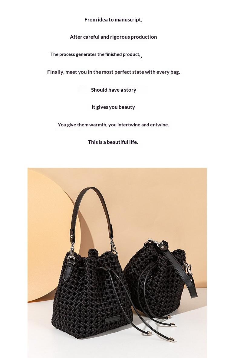 Woven Neoprene Crossbody Bucket Bag – Lightweight Drawstring Tote for Daily Casual Travel