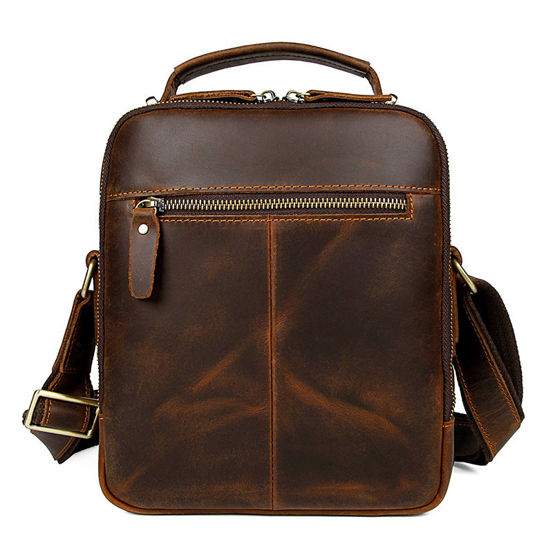 Men Genuine Crazy Horse Leather Shoulder Bag Vintage Cowhide Crossbody