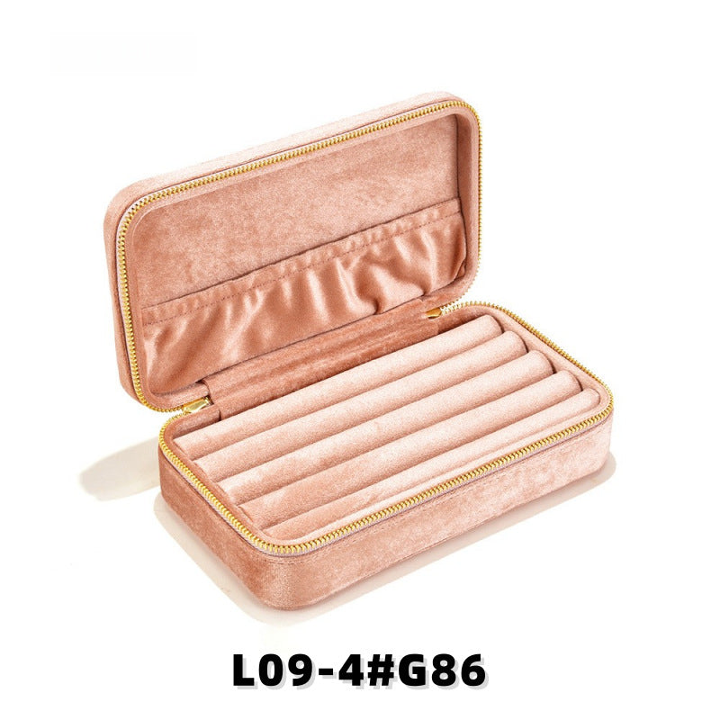 Travel Velvet Ring Box | Portable Zipper Small Jewelry Organizer Gift Box for Women