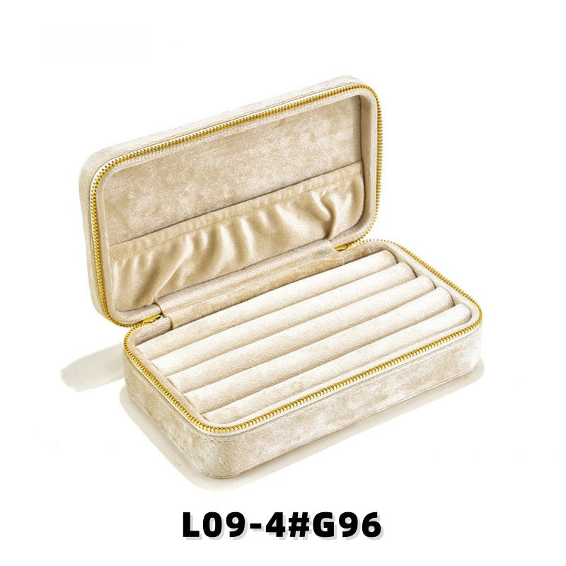 Travel Velvet Ring Box | Portable Zipper Small Jewelry Organizer Gift Box for Women