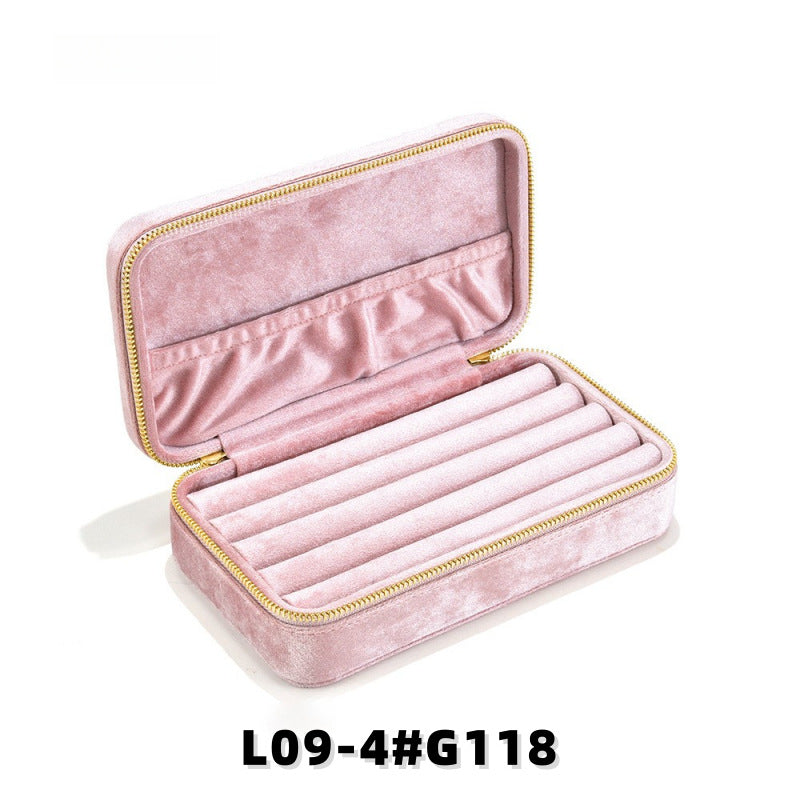 Travel Velvet Ring Box | Portable Zipper Small Jewelry Organizer Gift Box for Women