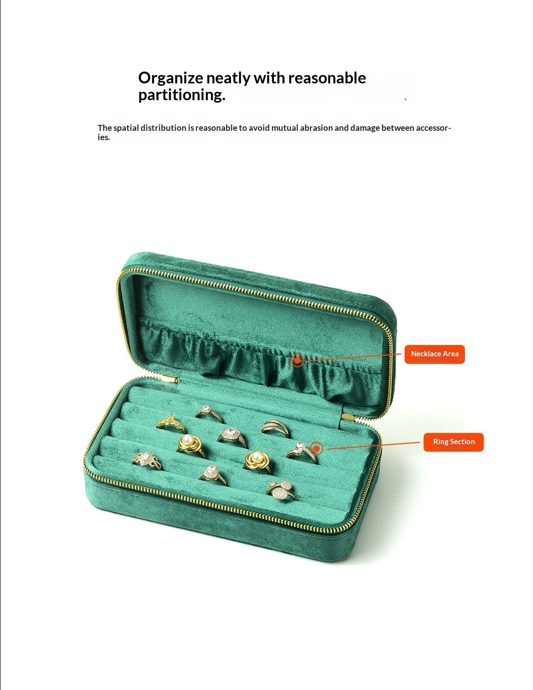 Travel Velvet Ring Box | Portable Zipper Small Jewelry Organizer Gift Box for Women