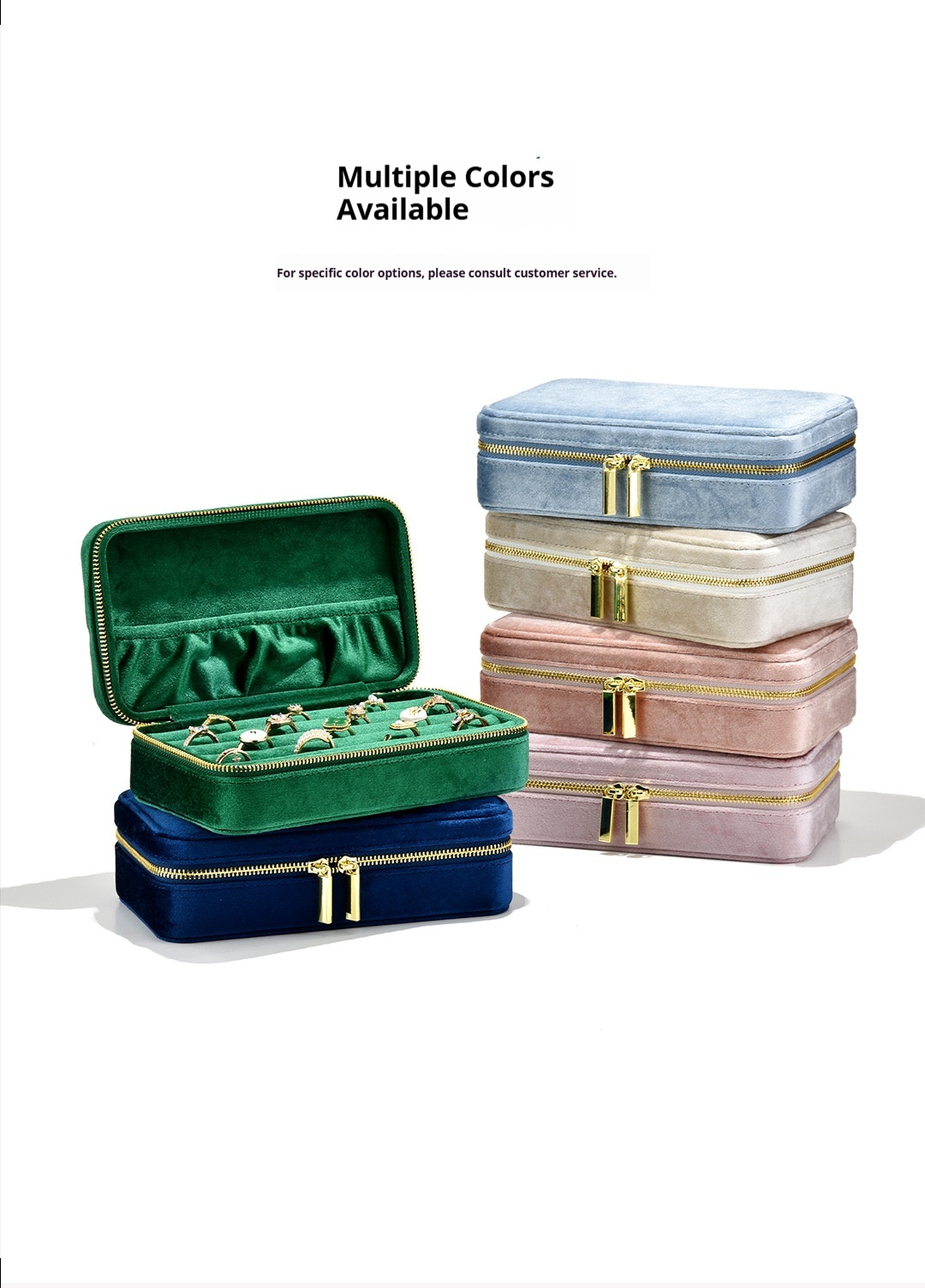 Travel Velvet Ring Box | Portable Zipper Small Jewelry Organizer Gift Box for Women