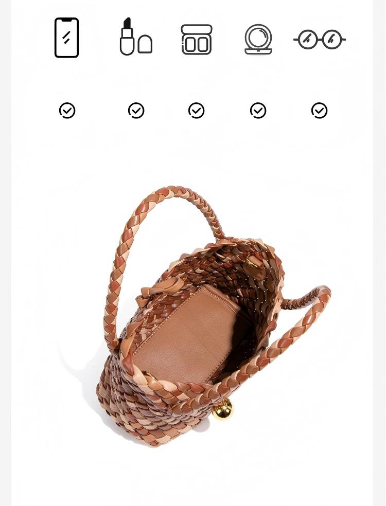 Two-Tone PU Leather Woven Handbag | Convertible Crossbody Bag for Women with a Cutch