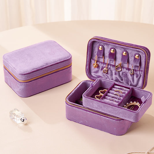 Velvet Travel Jewelry Box Portable Multi-Compartment Jewelry Organizer for Rings Earrings Necklaces