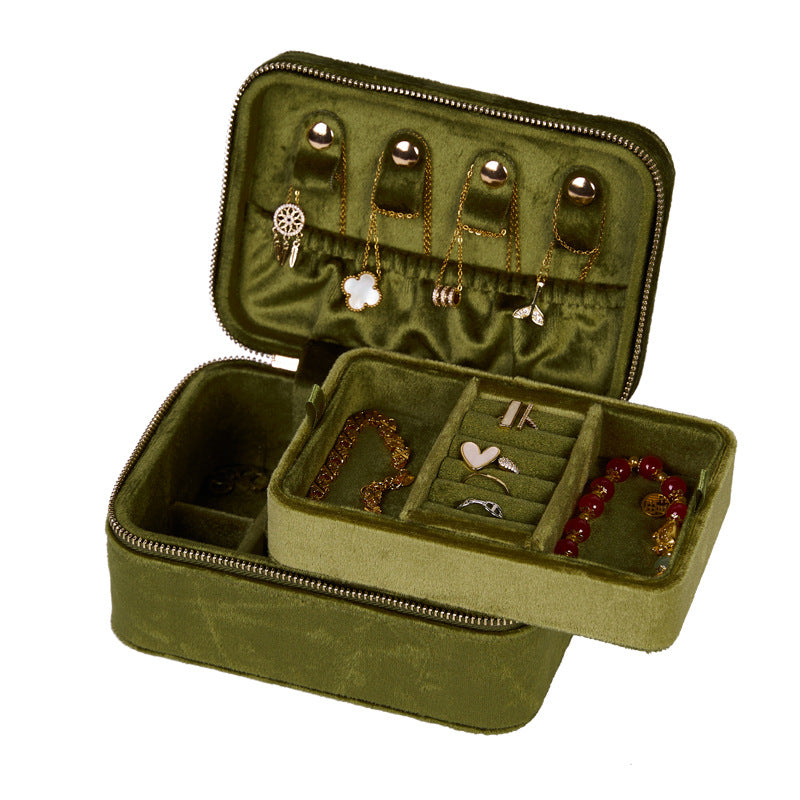Velvet Travel Jewelry Box Portable Multi-Compartment Jewelry Organizer for Rings Earrings Necklaces