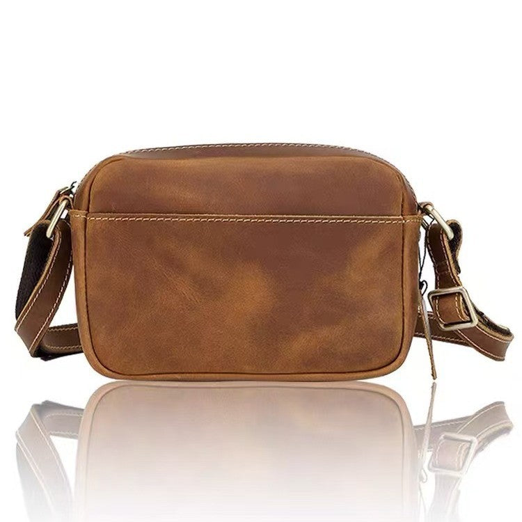 Men Retro Crazy Horse Leather Crossbody Bag Genuine Leather Compact Shoulder Camera Purse
