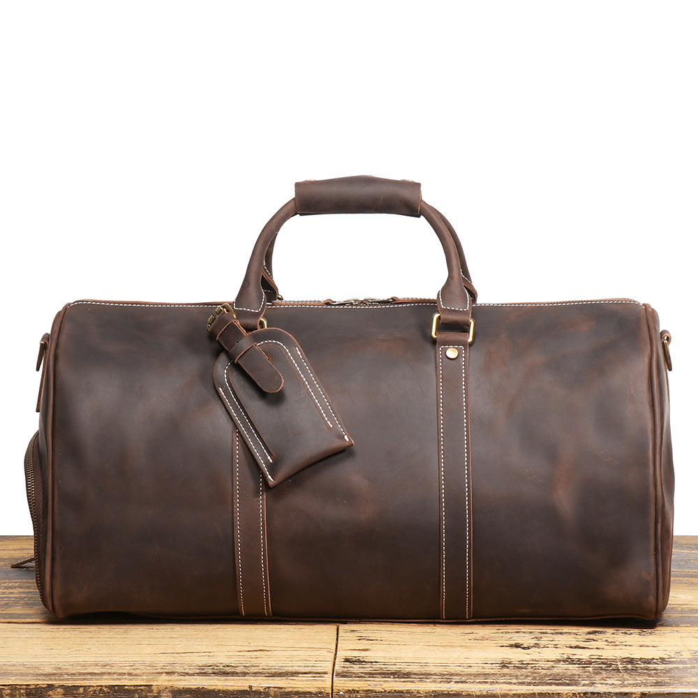 Vintage Series Full Grain Cowhide Leather Weekender Duffle Bag | Men Travel Bag with Shoe Compartment