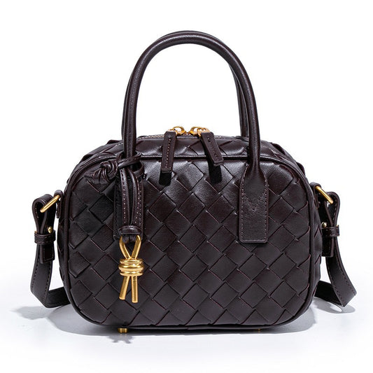 Woven PU Leather Satchel Bag | Women's Top Handle Crossbody Handbag