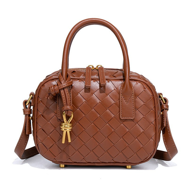 Woven PU Leather Satchel Bag | Women's Top Handle Crossbody Handbag