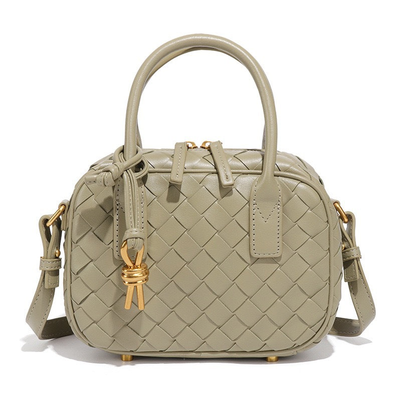 Woven PU Leather Satchel Bag | Women's Top Handle Crossbody Handbag