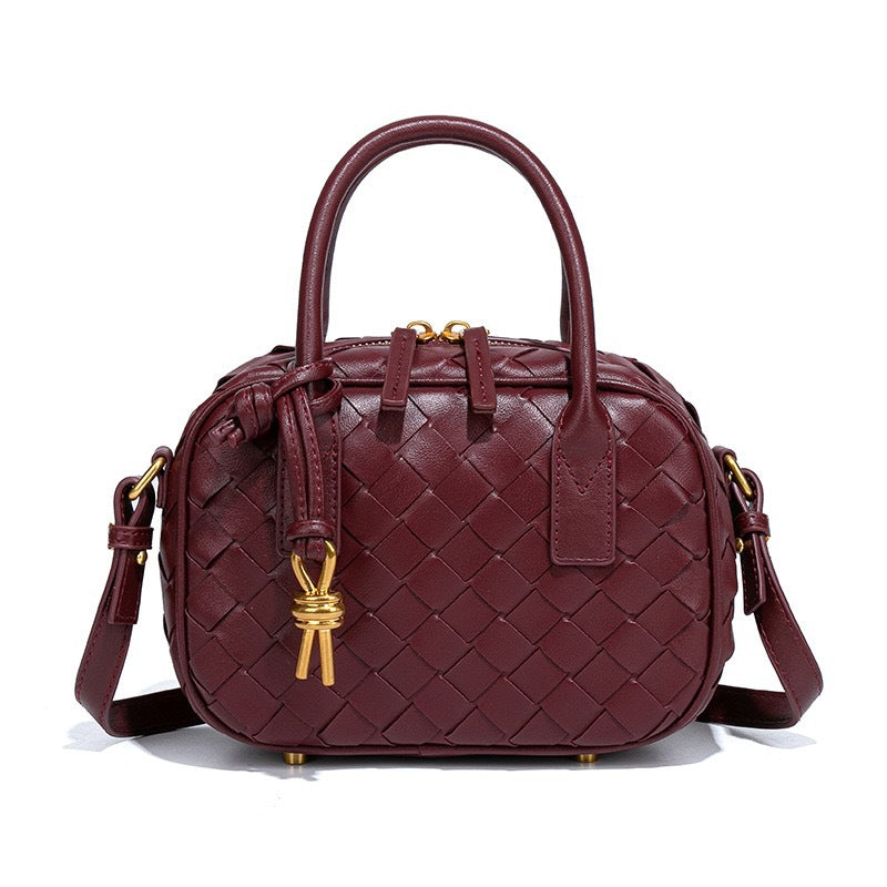 Woven PU Leather Satchel Bag | Women's Top Handle Crossbody Handbag