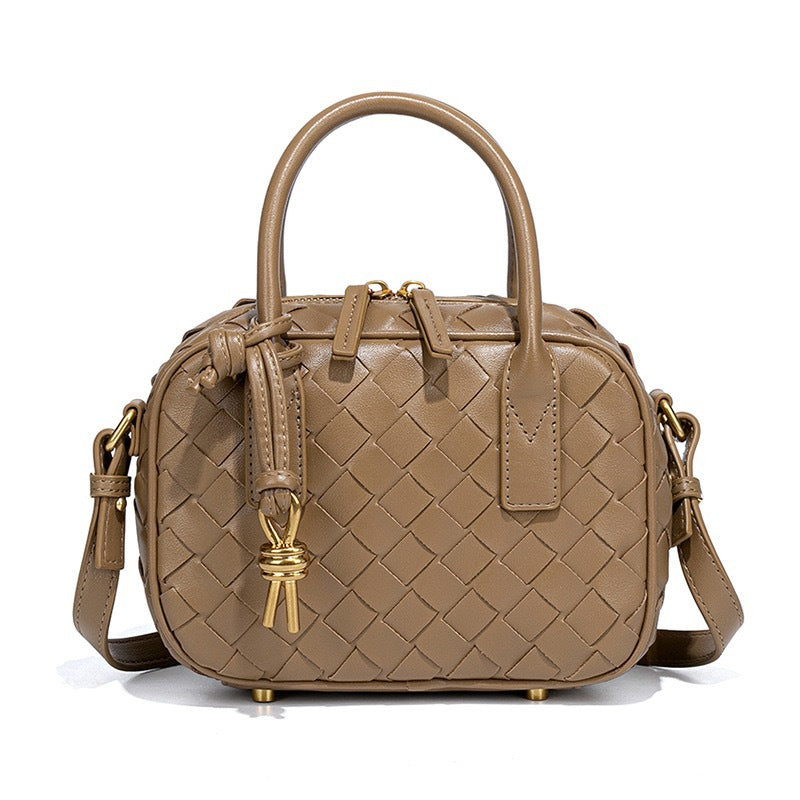 Woven PU Leather Satchel Bag | Women's Top Handle Crossbody Handbag