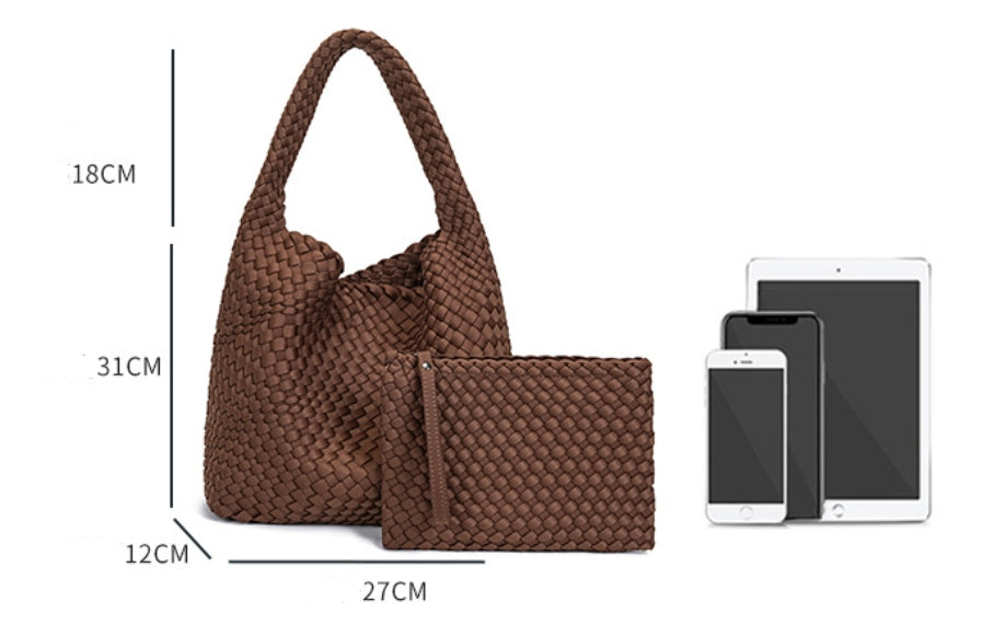 Woven Bag for Women, Neoprene Tote Bag Large Summer Beach Travel Handbag