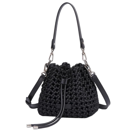 Woven Neoprene Crossbody Bucket Bag – Lightweight Drawstring Tote for Daily Casual Travel