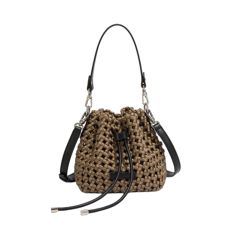 Woven Neoprene Crossbody Bucket Bag – Lightweight Drawstring Tote for Daily Casual Travel