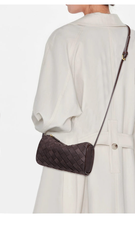 Faux Suede Woven Hobo Bag | Detachable Long Strap Mini Shoulder Crossbody Bag