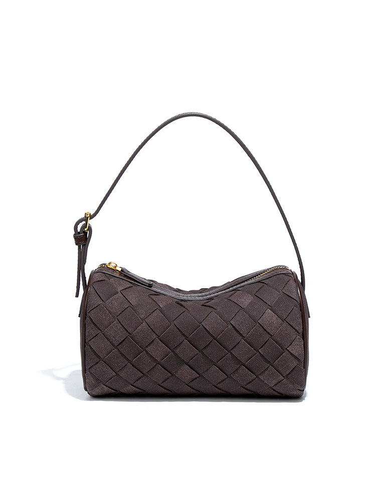 Faux Suede Woven Hobo Bag | Detachable Long Strap Mini Shoulder Crossbody Bag