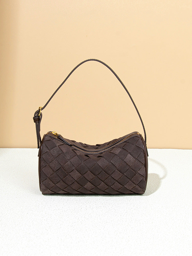 Faux Suede Woven Hobo Bag | Detachable Long Strap Mini Shoulder Crossbody Bag