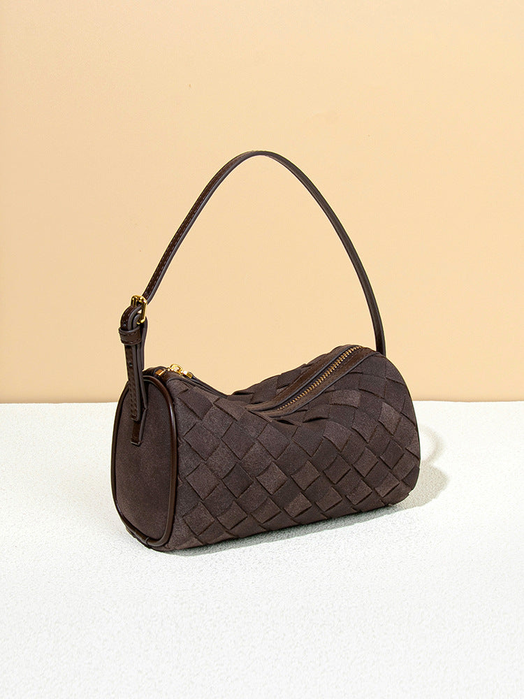 Faux Suede Woven Hobo Bag | Detachable Long Strap Mini Shoulder Crossbody Bag
