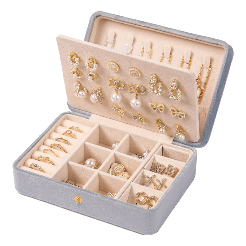 Velvet Jewelry Box Double Layer Jewelry Organizer