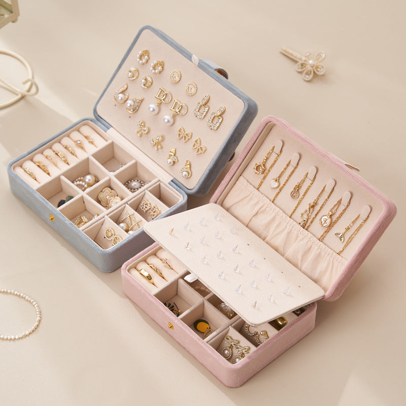 Velvet Jewelry Box Double Layer Jewelry Organizer