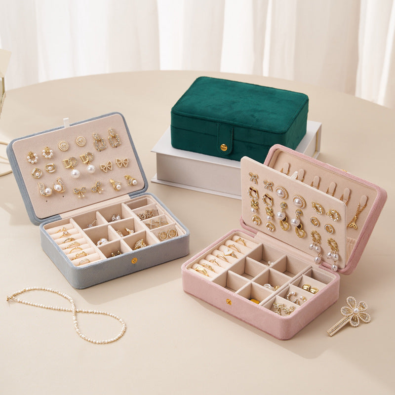 Velvet Jewelry Box Double Layer Jewelry Organizer
