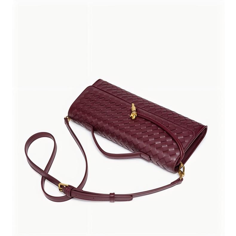 Versatile PU Leather Woven Bag Top Handle Crossbody Clutch Purse