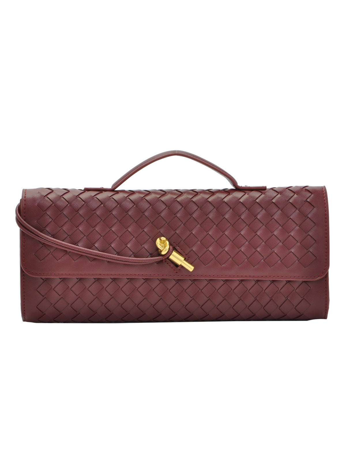 Versatile PU Leather Woven Bag Top Handle Crossbody Clutch Purse