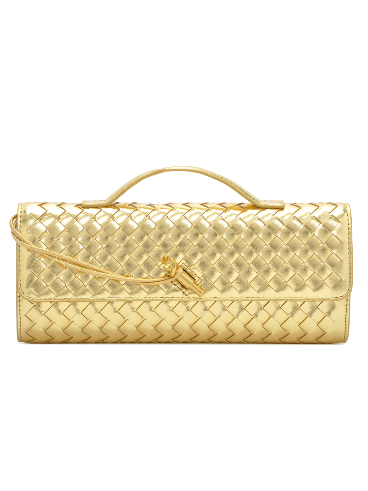 Versatile PU Leather Woven Bag Top Handle Crossbody Clutch Purse