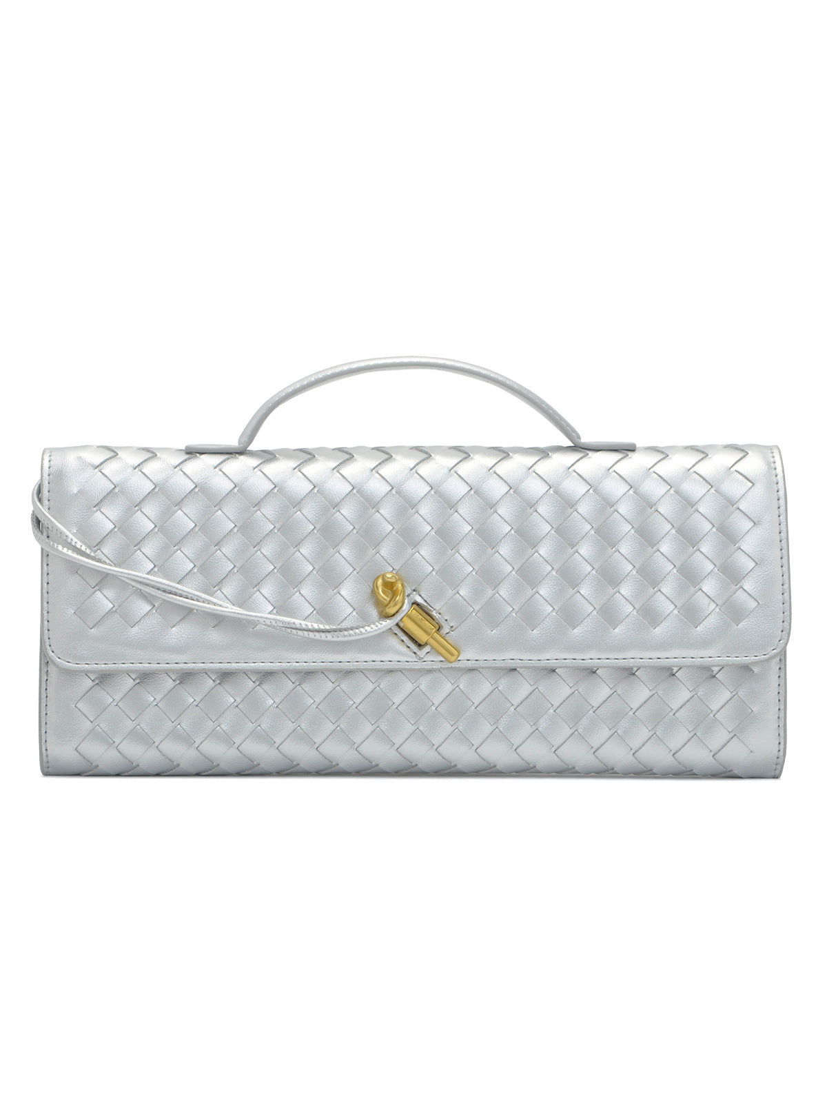 Versatile PU Leather Woven Bag Top Handle Crossbody Clutch Purse