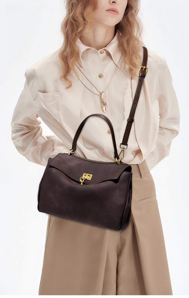 Vintage Suede Handbag with Detachable Long Shoulder Strap | Professional Office Tote for Women