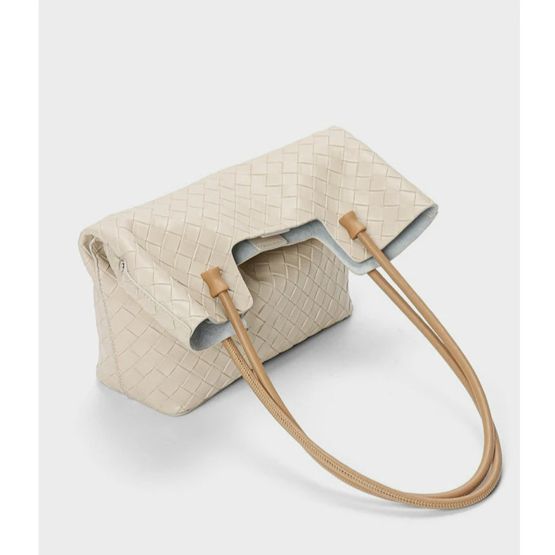 Timeless Style: Genuine Leather Woven Handbag for Modern Women